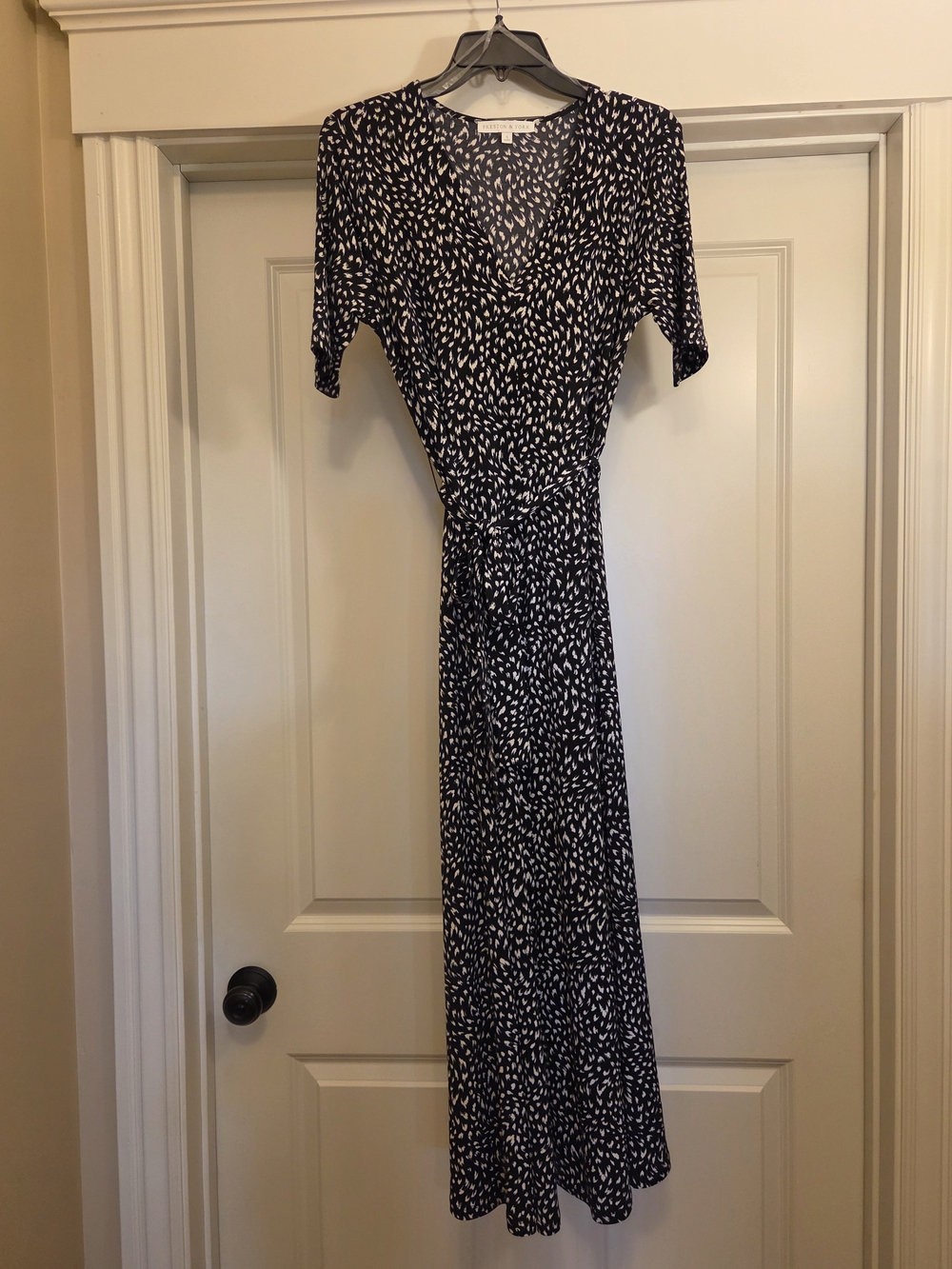 Preston & York Black and White Printed Wrap-Style Maxi Dress